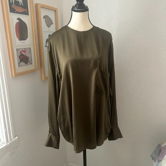 Equipment Tops - Equipment Femme Luxurious 100% Silk Blouse Olive Green Large